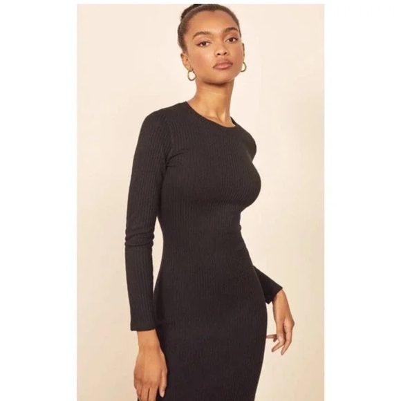 Reformation jeans black ribbed long sleeve dress - Picture 10 of 10